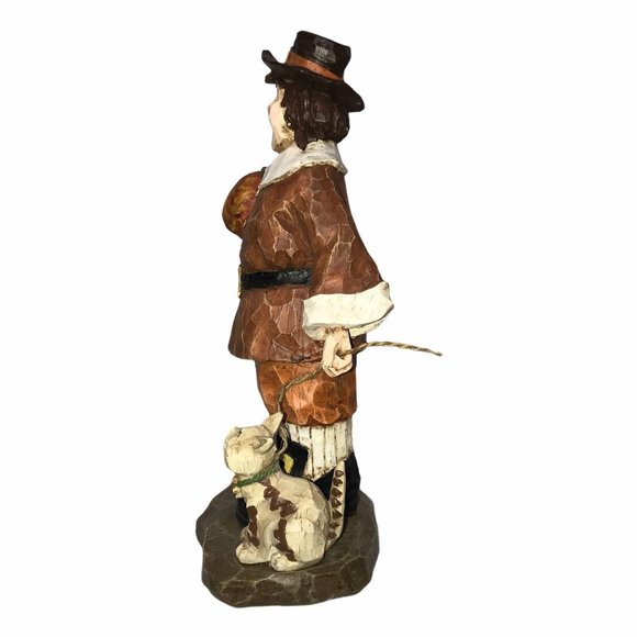 Vintage Pilgrim Man Woman Cat Statue Thanksgiving - Picture 9 of 14